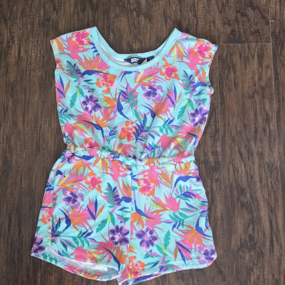 Lands' End Floral Swim Coverup Turquoise Pink